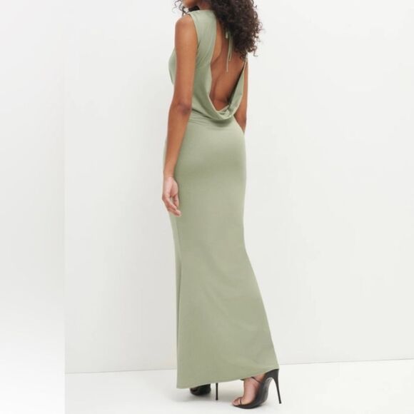 Reformation Seona Sage Artichoke Backless Maxi Dress Large NWT - Picture 8 of 10